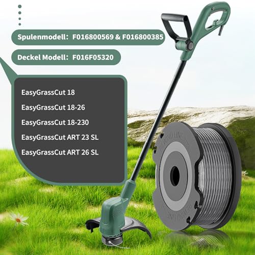 Forever Speed 1,60mm, 4.90m Rasentrimmer Spule Kompatibel mit Bosch Easy GrassCut18-230 Rasentrimmer, Trimmer Spulenmodell F016800569 & F016800385(8 Ersatzspulen, 2 Kappe)
