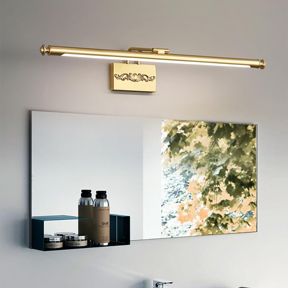 Adjustable Bathroom Mirror Wall Lamp American Long LED Vanity Wall Sconce with Swivel Lamp Head Cabinet Wall Light Modern Brass Wall Light Fixtures for Farmhouse Living Room Washroom