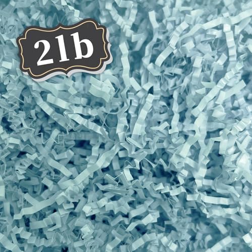 Image of ZEBMOON 2 LB Light Blue Crinkle Cut Paper Shred Filler Great for Gift Wrapping, Basket Filling, Birthday, Wedding, Halloween, Thanksgiving, Christmas Day, New Year Party Decorations Filling Supplies