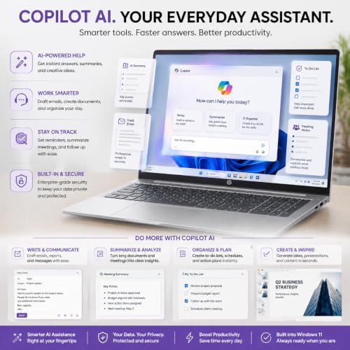 Image of HP 15.6 inch FHD Touchscreen Laptop • AMD Ryzen 7 Processor • 16GB RAM • 512GB SSD • Copilot AI • Windows 11 • Wi-Fi 6 • Microsoft 365 • Lightweight Laptop for Students, Home & Everyday Use
