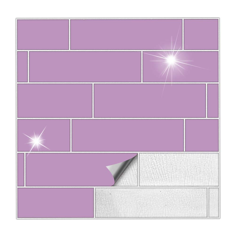 Kiwistar Adhesivo para azulejos, color lila brillante, 5 x 20 cm, 1 unidad, diseño de azulejos