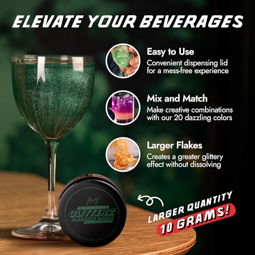Image of MONEGASQUE Emerald Green Edible Glitter for Drinks & Cakes, 10g