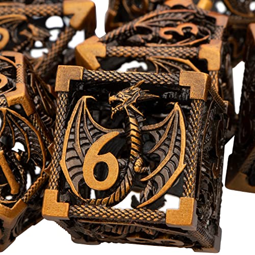 Dados de metal DND huecos ARUOHHA juego poliedrico para noches de rol en comunidad