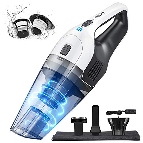 Holife Aspirador, Aspirador inalámbrico Potente de 6Kpa, Aspirador portátil (duración de 30 Minutos, Cargador de Pared, batería de 3 * 2200 mAh, Sistema de filtración Dual) para el hogar/automóvil