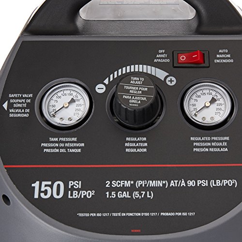 Porter-Cable Air Compressor Kit, 1.5 Gallon, Oil-Free, Fully Shrouded, Hand Carry, 25-Feet Hose (Cmb15) #TOP2