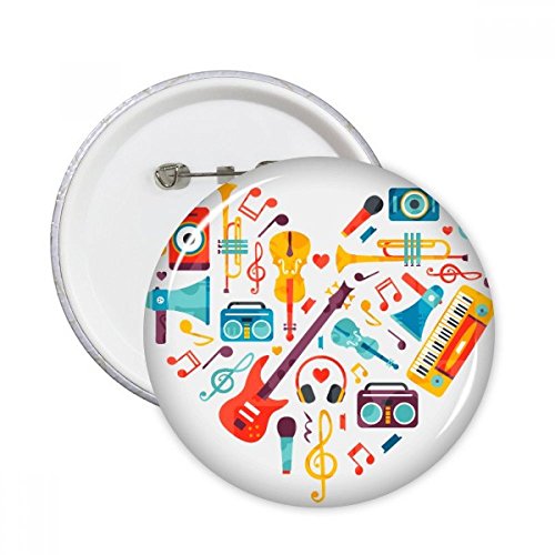 Badge guitare coeur rond L broche décoration pour vêtements multicolore