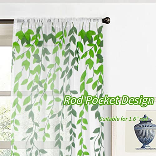 Yancorp Floral Curtains 79 Inch Length For Living Room 2 Panels Tulle Vine Window Leaf Prints Sheer Curtains Set Light Filtering Semi Sheer Drapes Boho Curtains For Bedroom(Swallowleaves,W39 X L79) #TOP1
