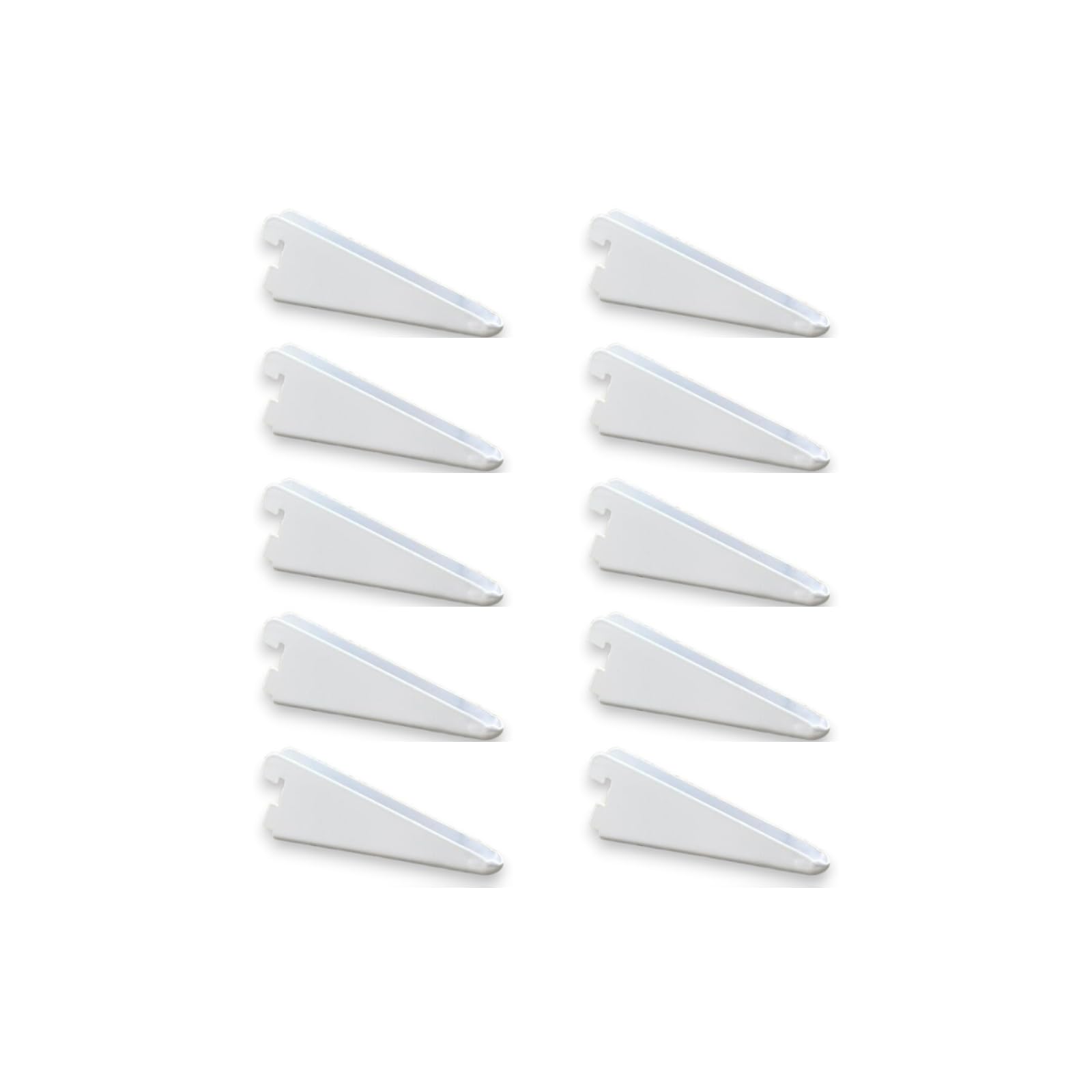 Pack of 10 Twin Slot Wall Mounted Shelving Bracket - Size 120mm - 610mm Strong, Heavy Duty Steel Shelf Bracket for Shed, Garage, Indoor Storage Easy to Install (Pack of 10. 12CM OR 120MM)