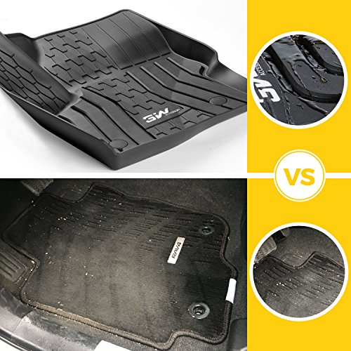 3W Floor Mats Compatible For Lincoln Mkc 2015-2022, Tpe All Weather Floor Liner Custom Fit 1St And 2Nd Rows Full Set Car Liners - Black #TOP2