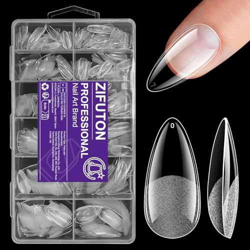 ZIFUTON 600Pcs Capsule Americaine Ongle Amande, 12 Tailles Faux Ongles Amande Medium, Acrylique Nail Tips Pour Les Studios De Manucure Et Diy Nail Art à La...