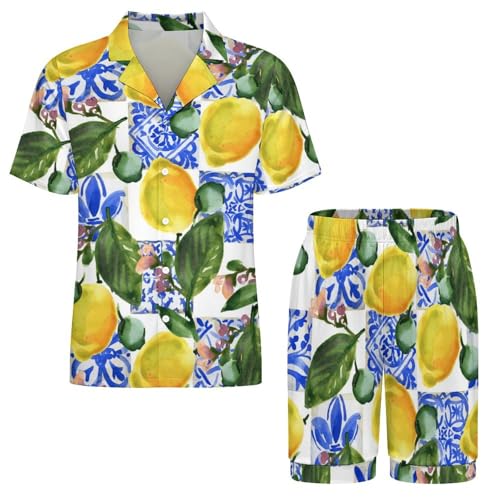 Mens Pajamas Set Soft 2 Piece Loungewear Sweet Pastel Forest Short Sleeve Shorts Sets3