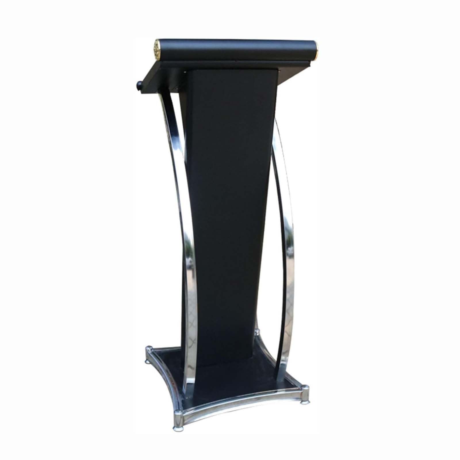 DUANHOZ Curved Metal Lectern, Floor Standing Speaking Podium for Church, Conference, and Campus Presentations