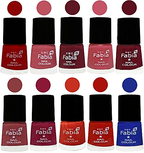 Image of SMC Fabia ALL IN ONE (PACK OF 10), Long Lasting Glossy Nail Polish, 6 ml Each, All Vibrant Colours,02421