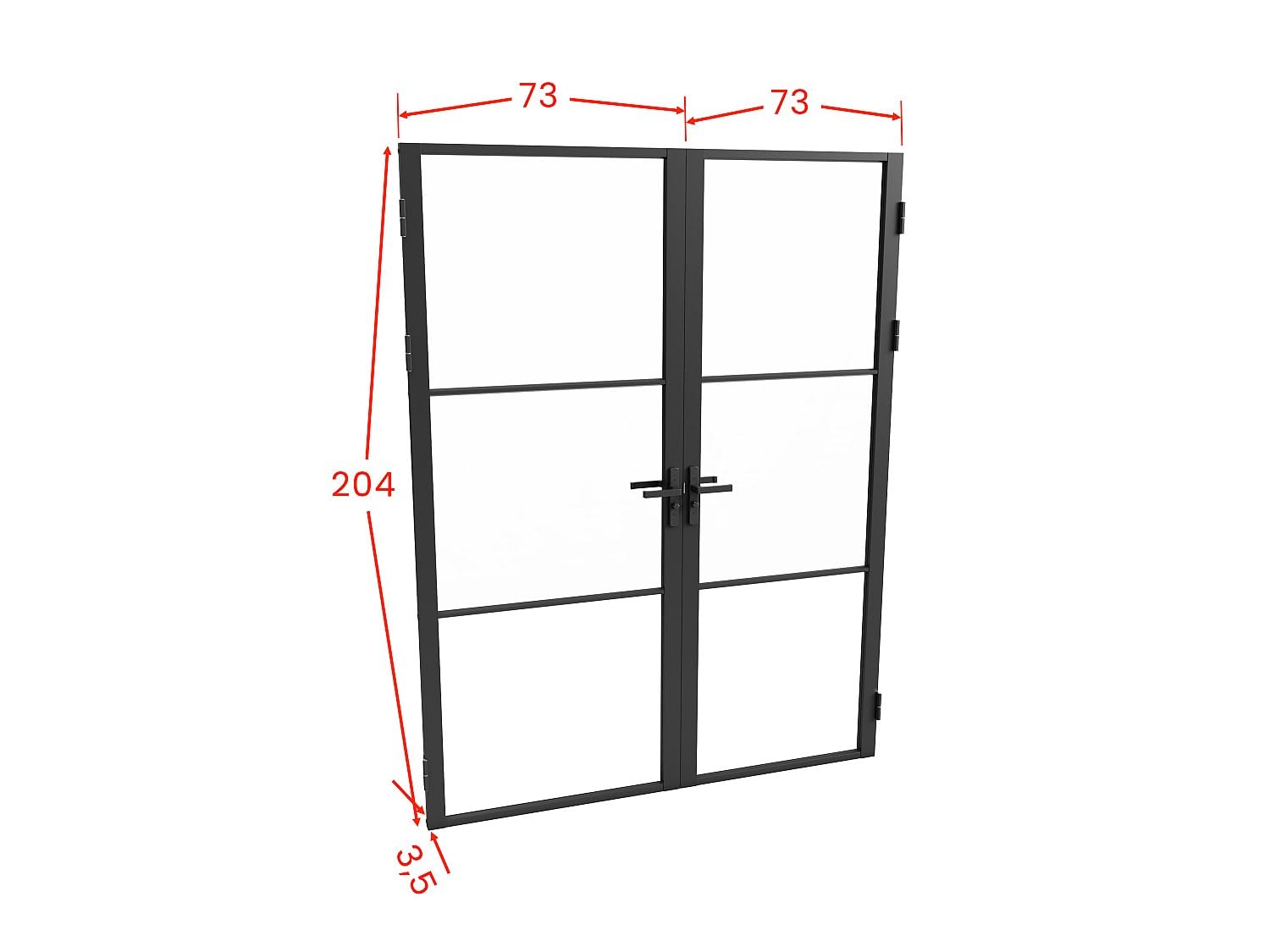 Vente-unique - Blocco porta reversibile a due battenti H204 cm x L146 cm in Alluminio e Vetro temperato - MASERU