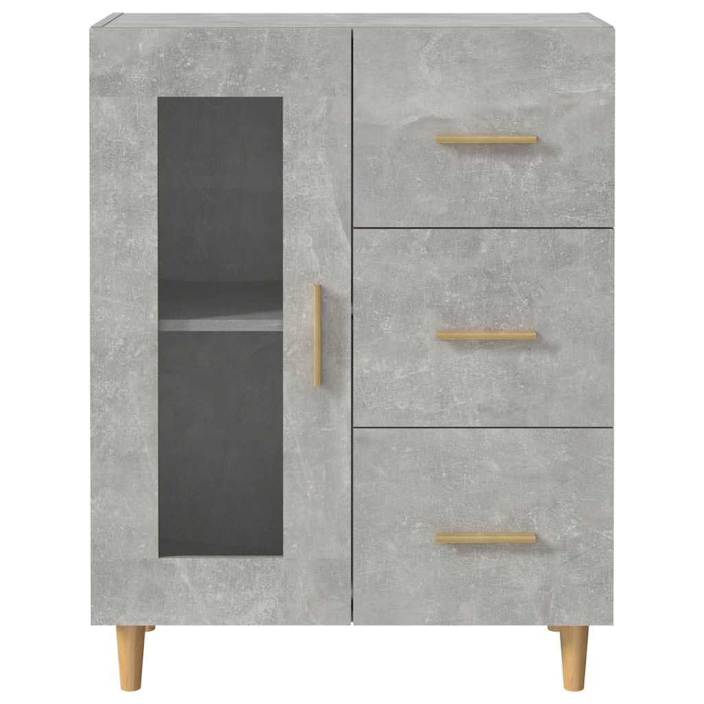 Credenza Grigio Cemento 69,5x34x90 cm con Anta in Vetro