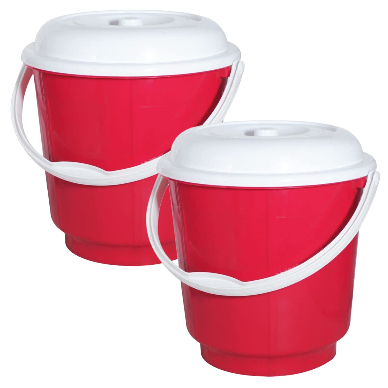 Kuber Industries Multipurposes Plastic Bucket for Bathing Home Cleaning & Storage Purpose with Lid, 18Ltr.- Pack of 2 (Red)-47KM01159 (B09NH3BRR9) Amazon Price History, Amazon Price Tracker