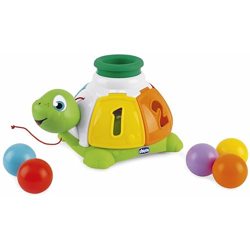 Chicco Gioco Tartaruga Incastra e Tira, Gioco Elettronico Trainabile con 5 Palline da Incastrare, Funziona con 3 Batterie AA Non Incluse, 12-36 Mesi, Multicolore