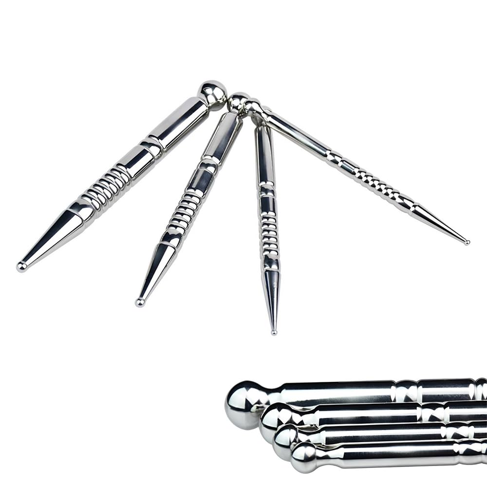 Penis Harnröhren Dilatator 4-Teiliges Set Penis Plug Edelstahl Prinzenzepter Solider Katheter Runder Kopf Katheter & Harnröhrensonden Extrem Dilatation Harnröhren Sexspielzeug für Männer (4pcs)