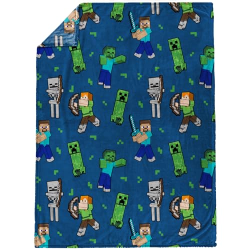 Image of Jay Franco Plush Throw Blanket - 46 inch x 60 inch Inches Kids Hero Soft & Cozy Fleece Throw for Bedroom & Couch Decor, Official Licensed Product, Multi - Minecraft