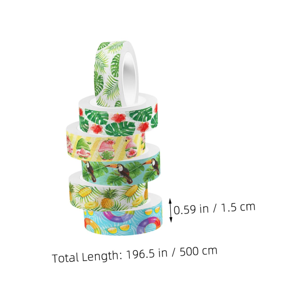 Operitacx 60rollos Cinta Washi Adhesiva Decorativa Para Scrapbooking y Manualidades Cinta De Decoración Para Diarios y Proyectos Diseño De Flamencos Verde