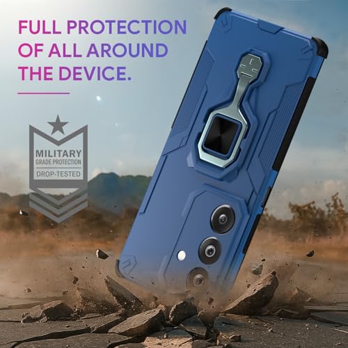 Image of Pikkme Back Cover for Samsung Galaxy M36 5G Tough Armor 360 Camera Protection Raised Edges & Kickstand Bumper Case (Blue)