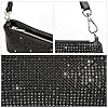 Valleycomfy Pochette de soirée bling pour femme et fille avec strass pour bal de fin d'année, cocktail, mariage, fiançailles, Noir diamant, Sac à bandoulière Soirée Pochette Fête Mariage #3
