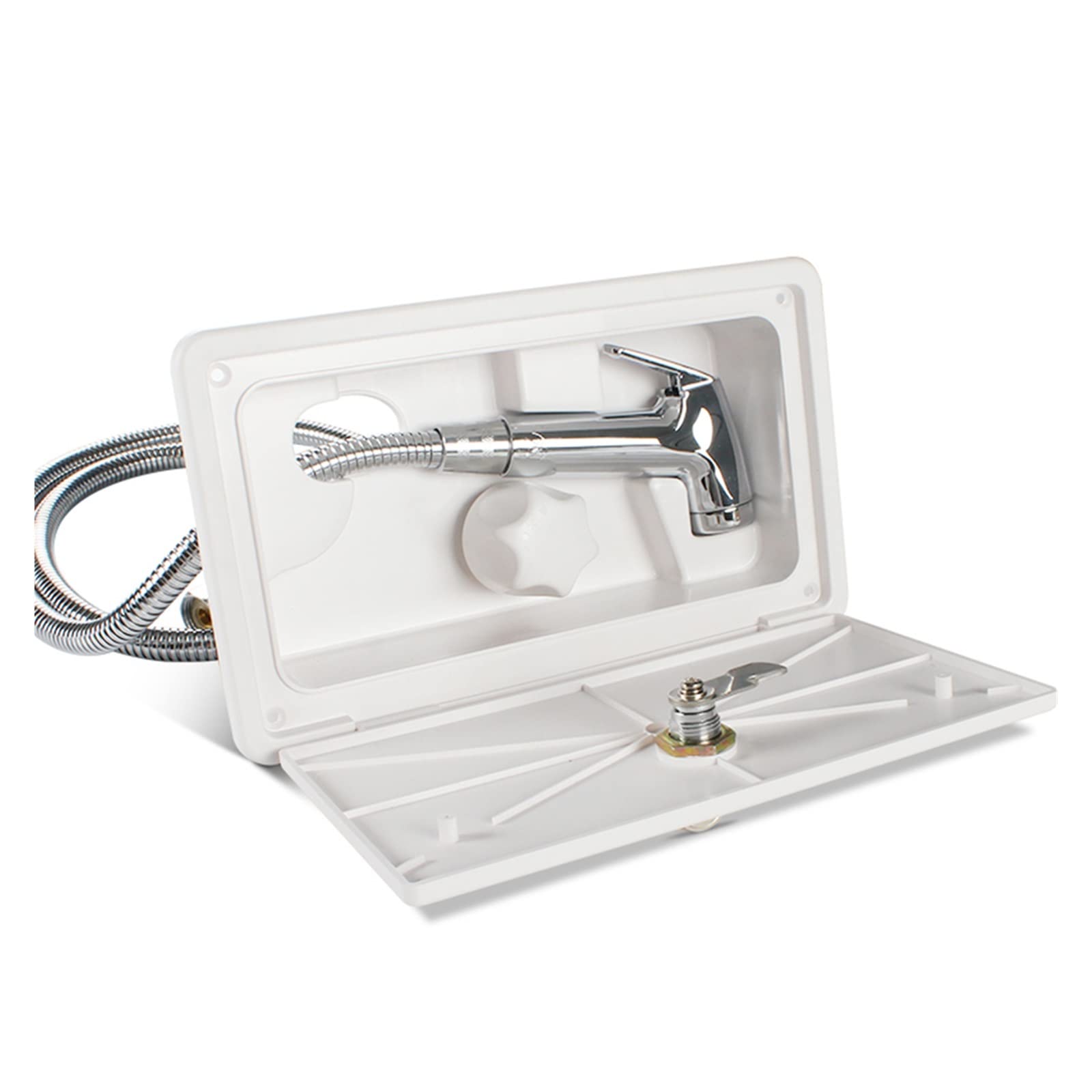 Kit de caja de ducha Exterior externa ajustable for caravana con candado, barco, Camper marino, autocaravana, accesorios for caravana(Bianco)