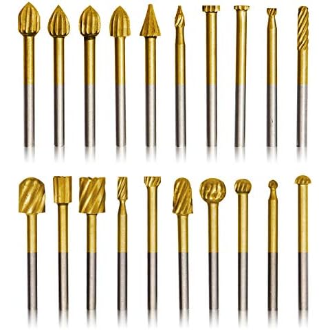 20pcs Rotary Bits Burr Set with 1/8 inch Shank for DIY Woodworking, Carving, Engraving, Drilling. Cover