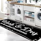 Laundry Room Rug Non Slip Floor mats Farmhouse Large Laundry Rugs for Laundry Runner Room Mat Washer and Dryer Carpet Laundry Room Decor 20x47inch(Black)