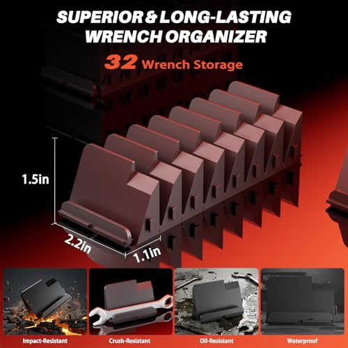 Image of Matscover 32PCS Modular Wrench Organizer Wrench Holder, for Tool Box, Black | Wrench Tool Organizers, for Tool Drawer Storage, Wrench Storage Set, with Metric & SAE Label, for Professional Mechanics Men