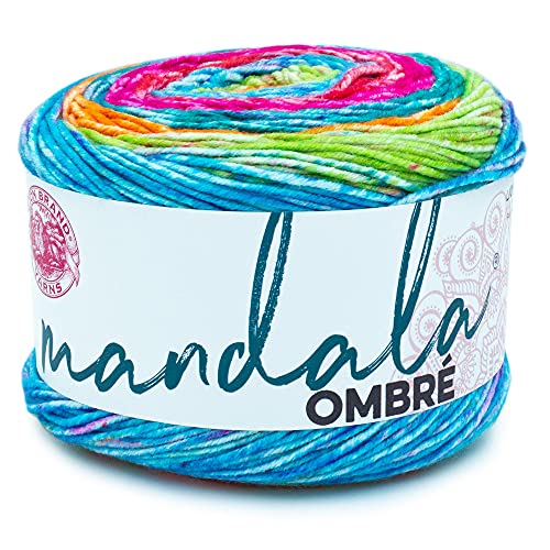 Image of Lion Brand Yarn, Mandala Ombre Variegated Yarn for Crocheting, Knitting, and Crafts, Happy, 1 Pack, Soft, Acrylic Fiber for Cozy Blankets, Worsted Weight Sweaters and Colorful Shawls