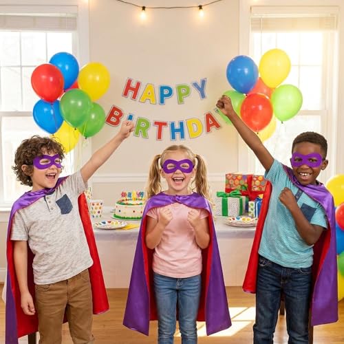 Image of Superhero Capes for Kids Halloween Costumes and Dress up - Superhero Toys Capes 4-10 Year for boys birthday party Gifts
