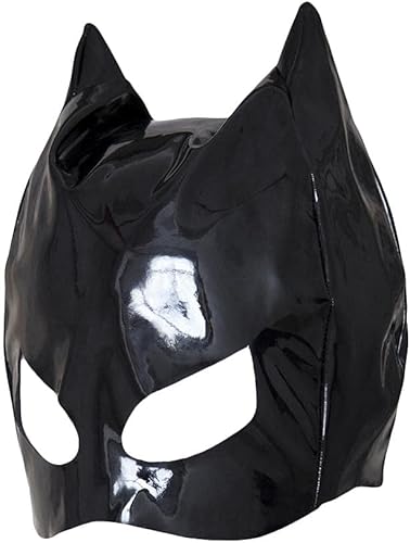 Máscara de gato de Halloween para mujer, máscara de piel sintética negra, máscara de Halloween para carnaval, fiesta, cosplay, talla M