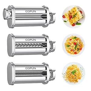 COFUN Pasta Attachment for Bosch Mum 5 Accessories, 3 Pieces Pasta Machine for Bosch Pasta Attachment Mum5 Accessories, Pasta Roller Stainless Steel Spaghetti Fettuccine for Bosch Food Processor Accessories