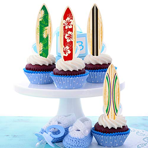 48 Pieces Surfboard Cupcake Toppers Surfboard Beach Cake Decorations Surfboard Mini Accents For Swimming Pool Summer Beach Party Luau Birthday Baby Shower Party Supplies #TOP3