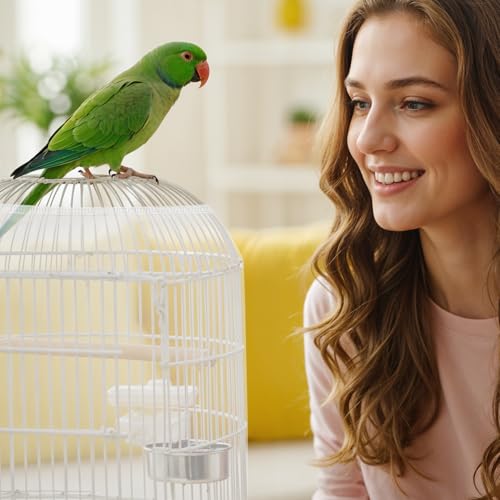 Image of Bird Cage Seed Catcher, Adjustable Seed Catcher Guard Net Cover Soft Airy Cage Net Stretchy Mesh Skirt Cover for Parrot Macaw Parakeet Round Square Cages