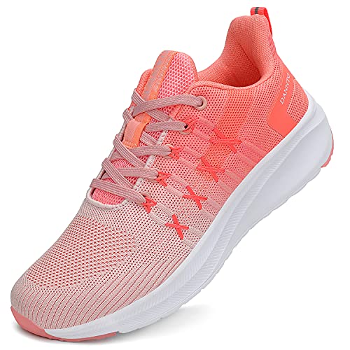 Dannto Women Running Shoes Lightweight Walking Sneakers Tennis Gym Athletic Sports Casual Fashion Jogging Pink & Orange,38,Us 8 #TOP12