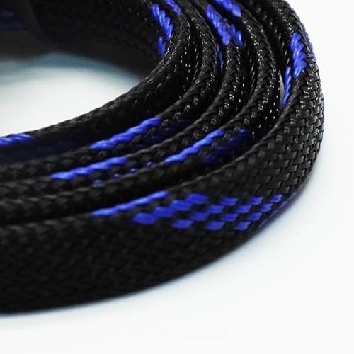 5M PET �g���\�ґg�X���[�u 4 6 8 10 12 14 16 20 25 30 40 50 60mm ���C���[�P�[�u���≏�ی�(Black Blue,25 mm)