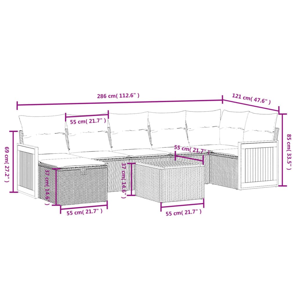 Destockage mobilier de Jardin,Salon,Salon Jardin Enfant,Salon de Jardin 8 pcs avec Coussins Noir résine tresséeConvient pour Les Jardins, Les Salons et Les patios