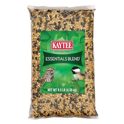 Kaytee Essentials Blend with Black Oil Sunflower, Cracked Corn and Millet, Wild Bird Food Seed for Cardinals, Jays, Finches, Chickadees, Nuthatches, Woodpeckers, Grosbeaks, Juncos, 9.5 Pounds
