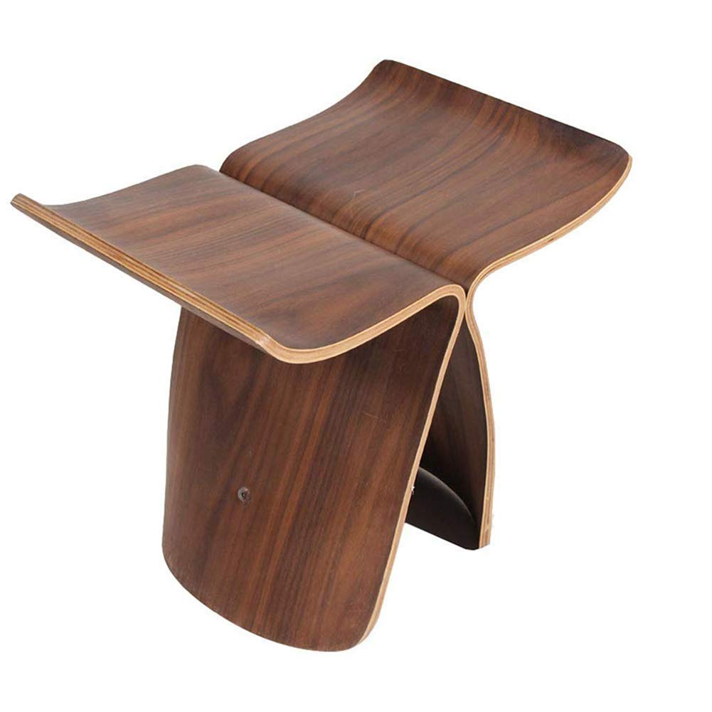 DSYYF Northern Europe wooden Stool Shoes Stool Sori Yanagi Butterfly Style Household Low Stool, 44 * 31 * 40cm,B