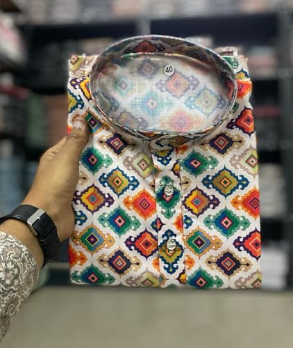 Image of FOXDX Men's Traditional Cotton Floral Printed Only Kurta