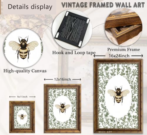 SKZMBTI Vintage Gold Framed Insect Wall Art Classical Bee Painting Prints - image 2