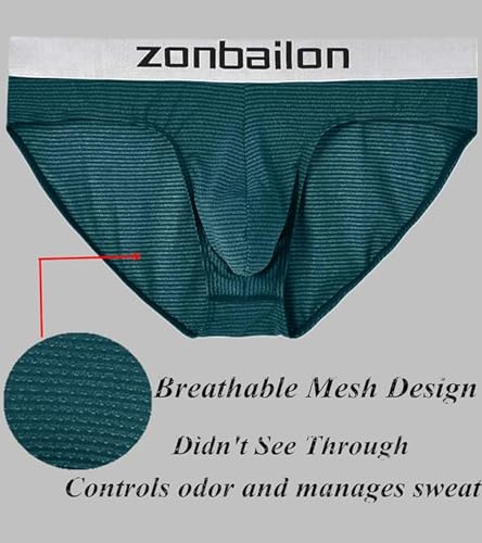 ZONBAILON Men's Striped Underwear Soft Breathable with Tiny Holes Sweat Absorbing Bulge Contour and Ball Pouch Male Briefs3