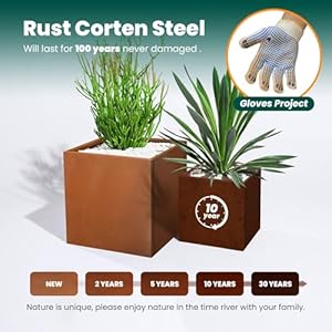 Corten Steel Planter Box Metal Outdoor Large Rectangular Rustic Durable Antique Detached for Commercial Residential Patio Deck and Backyard 17" x 17" x 18" Corten Steel Planter Box Metal Outdoor Large Rectangular Rustic Durable Antique Detached for Commercial Residential Patio Deck and Backyard 17 x 17 x 18