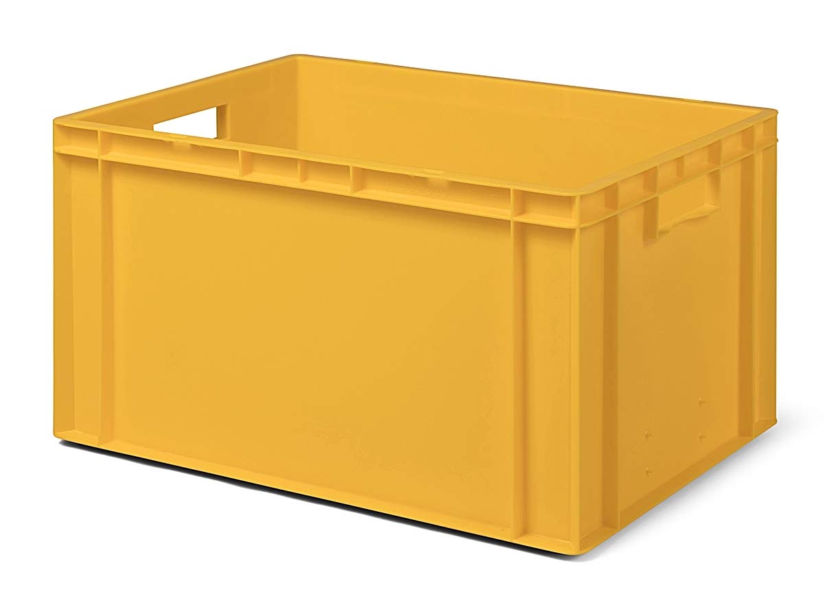 1a-TopStore 3 Stk. Transport-Stapelkasten TK632-0, gelb, 600x400x320 mm (LxBxH), aus PP, Volumen: 61 Liter, Traglast: 60 kg, lebensmittelecht, made in Germany, Industriequalität