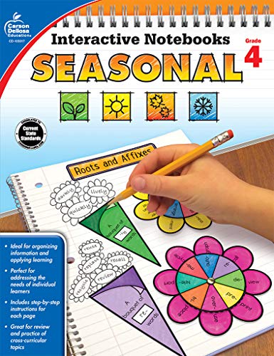 Carson Dellosa Seasonal Interactive Notebooks, Fall, Winter, Spring, and Summer Reproducible 4th Grade Math, History, Science, Vocabulary, Reading Comprehension Activities and Crafts image 2