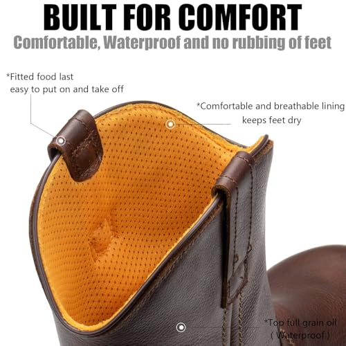 Image of SUREWAY 10in Mens Soft /Steel Toe Waterproof Wellington Work Boot,Heavy Duty Pull On Leather Work Boots,Goodyear Welted,Full Grain Leather,Industrial Safety boot Classic Cowboy Boot,EH Rated