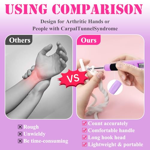 Counting Crochet Hook Set Digital Ergonomic Crochet Hook-LED and 2 Levels Brightness Dimmable Light Up Crochet Hooks& Digital Stitch Counter - image 7