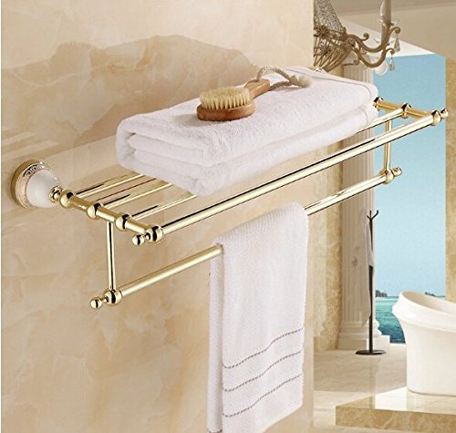 Étagère serviette laiton doré de luxe avec barre intégrée